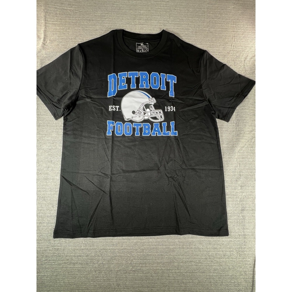 Detroit Football Graphic Tee Shirt Gray Size XL  Black& Blue
